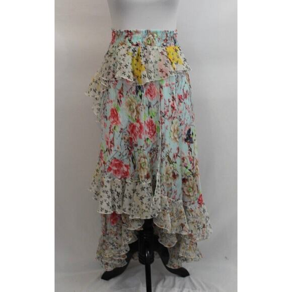 AMUSE Patricia Forgeal Sz S Small Ruffled Tiered Floral Zen Skirt - Picture 9 of 10